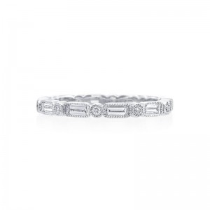 Roslyn Collection Platinum Art Deco Diamond Wedding Band Ring