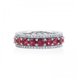 Gold Ruby And Diamond Alternating Eternity Band Ring