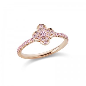 Gold Pink Diamond Flower Ring