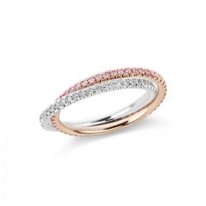 Platinum And Gold Argyle Pink Diamond And White Diamond Interlocking Band Ring