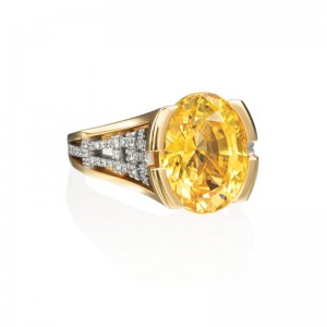 Gold Yellow Sapphire And Diamond Ring