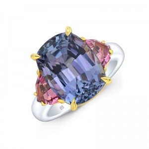 Platinum And Gold Tanzanite And Pink Spinel Ring