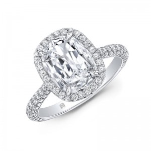 Gold And Enlongated Cushion Cut Diamond Engagement Ring