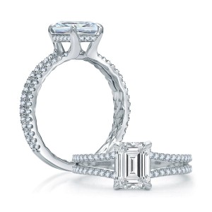 Platinum and Diamond Split Shank Engagement Ring Mounting