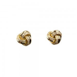 Gold and Diamond Small Knot Stud Earrings