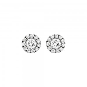 White Gold and Diamond Halo Stud Earrings