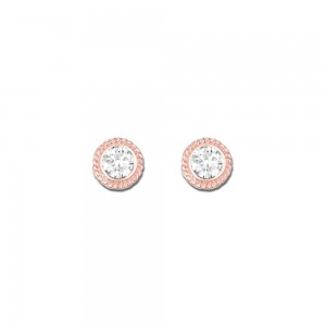 Rose Gold and Diamond Bezel Set Stud Earrings