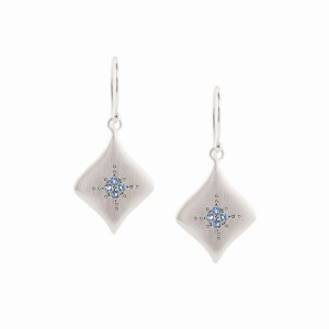 Sterling Silver and Aquamarine 4-Star Drop Earrings