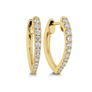 Gold and Diamond Pointed Small Hoop Earrings