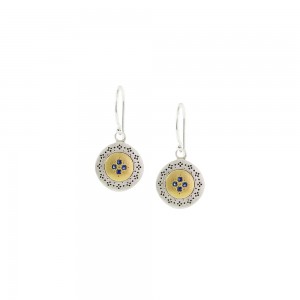 Sterling Silver and Yellow Gold with Sapphire Four Star Drop Earrings