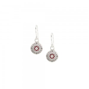 Silver Ruby and Diamond Cluster Drop Earrings