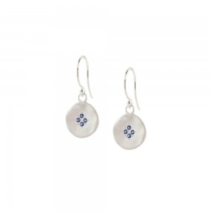 Silver and Sapphire Four Star Wave Drop Earrings