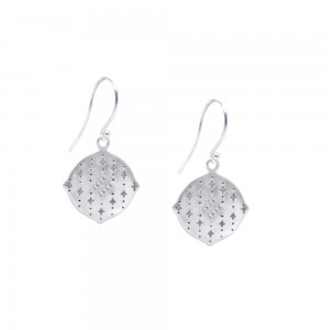 Silver and Diamond Engraved Sky Drop Earrings