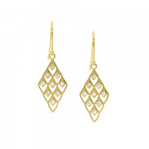 Gold and Diamond Lace Drop Earrings