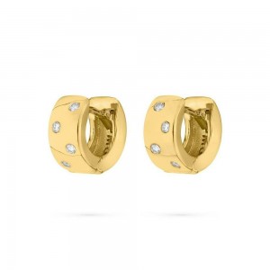 Gold and Diamond Small Snap Hoop Earrings