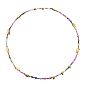 Gold and Tourmaline Animals Bead Necklace