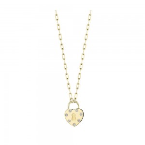 Gold and Diamond Heart Padlock Pendant Necklace