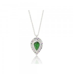 Sterling Silver Tsavorite and Sapphire Pendant Necklace