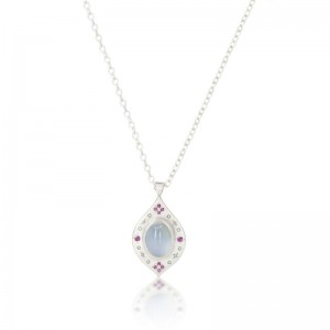 Silver Aquamarine and Pink Sapphire Necklace