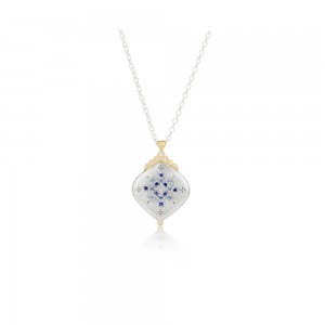 Gold and Silver Sapphire Starlight Pendant Necklace