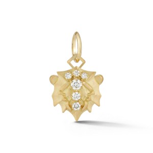Gold and Diamond Leo Charm Pendant