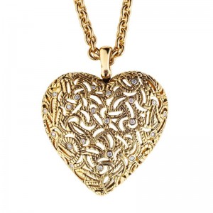 Gold and Diamond Heart Pendant Necklace