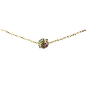 Gold and Multi-Gemstone Ball Pendant Necklace
