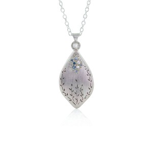 Silver Aquamarine and Diamond Secret Garden Pendant Necklace