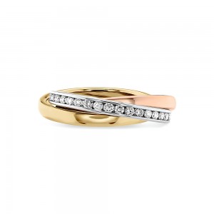 Tri-Color Gold and Diamond Rolling Ring