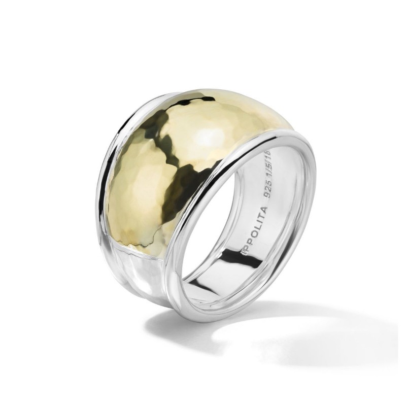 https://www.tinyjewelbox.com/upload/product/Silver And Gold Chimera Classico Hammered Dome Ring