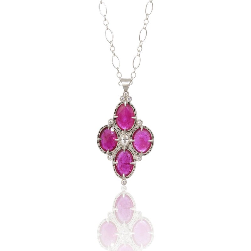 https://www.tinyjewelbox.com/upload/product/Sterling Silver Four Cabochon Ruby Pendant Necklace