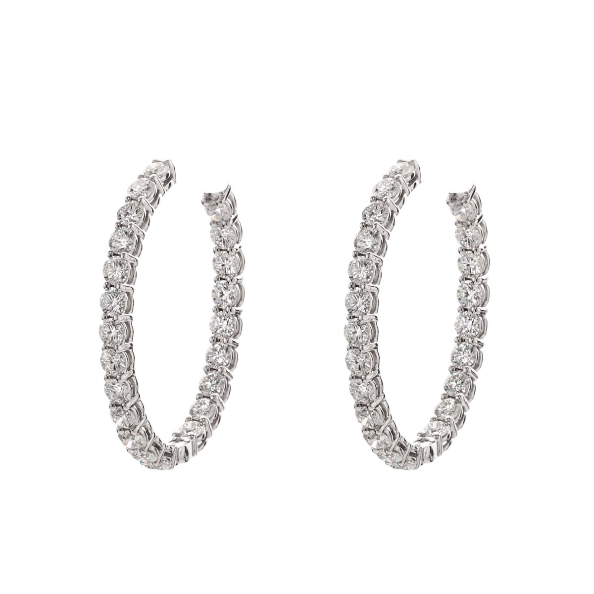 White Gold And Diamond Oval Hoop Earrings EHD03873