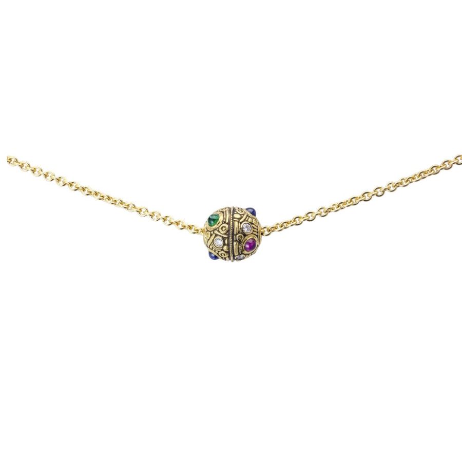 ネックレス・ペンダント [fillow] multi ornament necklace 1.00 ct. t.w. Multicolored CZ and Multi-Stone Butterfly